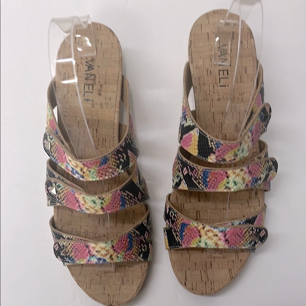 Van Eli Pink and Black Floral Sandals Size 9M with Adjustable Straps